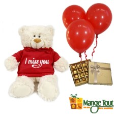 Missing You Teddy, Belgian Chocs & Balloons