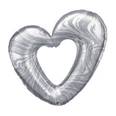 42" Marble Silver Heart Shape Balloon