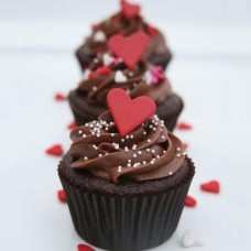 Red Hearts Chocolate Cupcakes