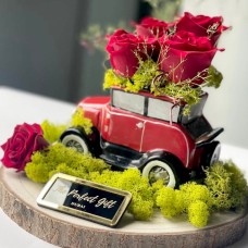 Red Car Shaped Roses Vase