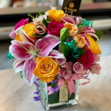 Pink and Orange Blooms Flower Vase