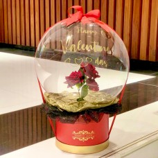 Personalized Valentine Bubble Balloon with 3 Roses