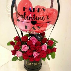 Personalized Valentine Bubble Balloon with Roses