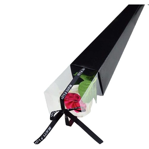 Single Rose in a Pyramid Black Gift Box