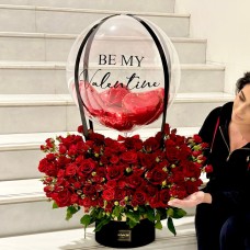 Bubble Balloon with Red Roses Box