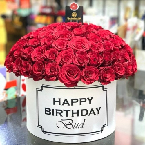 Customized Birthday 100 Roses Round Gift Box