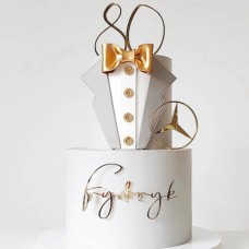 Two Tier Elegant White Tuxedo Cake