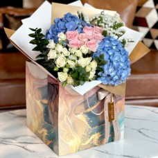 Blue & white & pink Flower Bouquet (Small)