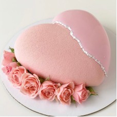 Heart cake with Pink Roses