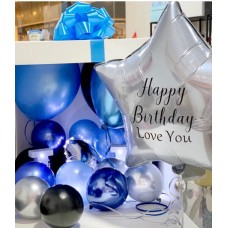 Surprise Balloon Box with Light-up Letters - Blue