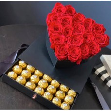 Roses in Heart Shaped Box with Drawer