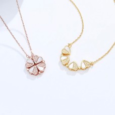 Flower Hearts Sterling Silver Rhinestones Pendant