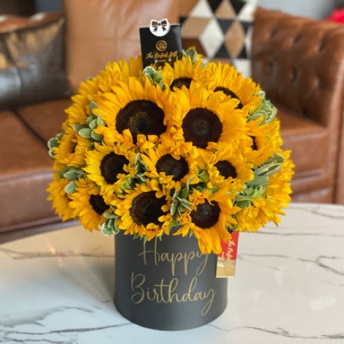 Sunflower Flower Box with Message (Small)