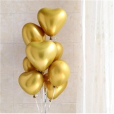 Gold Heart Chrome Balloons Bouquet