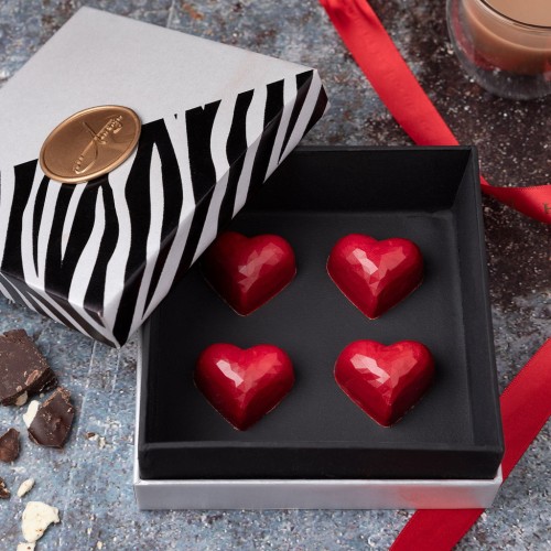 Red Hearts Chocolate Valentine Gift Box - 4 pcs
