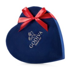 Valentine Velvet Heart Shape Blue Box By Godiva 7 pcs