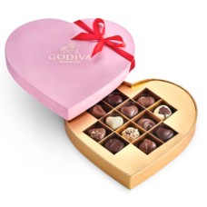 Valentine Velvet Heart Shape Pink Box By Godiva 12 pcs