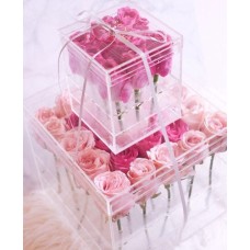 Two-Tier Enchanting Pink Roses Acrylic Gift Box