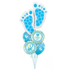 Giant Newborn Baby Boy Footsteps Balloon Bouquet