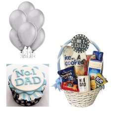 Gift Basket for Dad, No.1 Dad Cupcakes & Balloon Bouquet