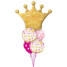 Happy Birthday Princess Pink And Gold Balloon Bouquet