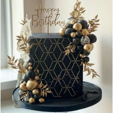 Elegant Black Birthday Cake