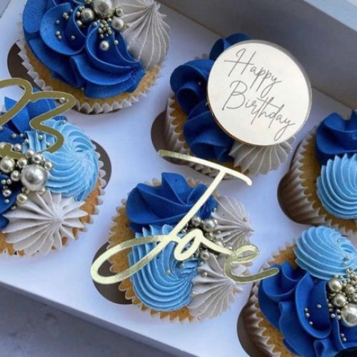 Blue Birthday Cupcakes (6 pcs)
