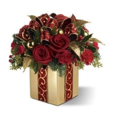 Festive Red Roses Gift Box