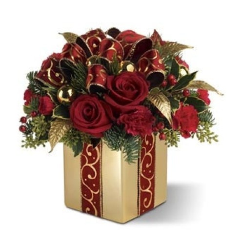 Festive Red Roses Gift Box