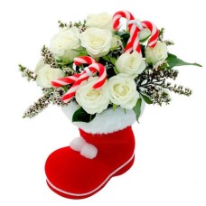 Santa's Boot with Roses & Candy Canes