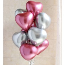 Heart Chrome Balloons Bouquet