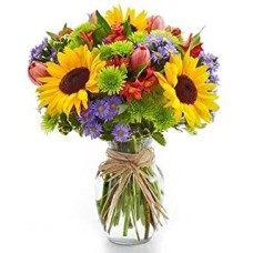 Colorful Birthday Flowers In A Vase