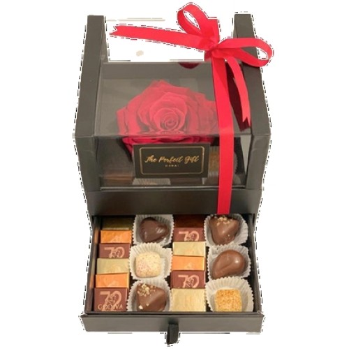 Eternal Red Rose with Godiva Drawer Box