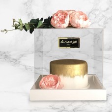 Acrylic Gift Box With Golden Cake And Peonies