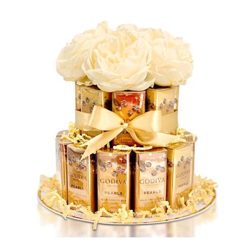 Godiva Pearls Floral Gift Tower