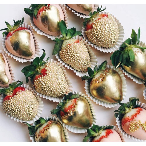 Gold Chocolate-Dipped Strawberries