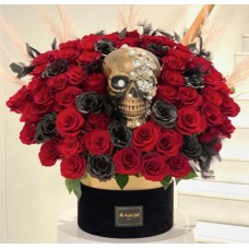 Luxurious Red Roses Skull Gift Box