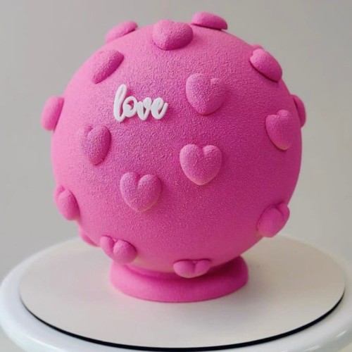 Pink Bomb Cake with hearts