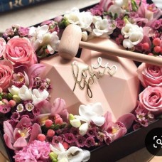 Pink Chocolate Heart with Roses