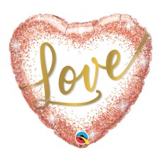 Love Rose Gold Glitter Heart Balloon