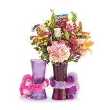 Pink And Purple Hugging Monkey Flower Vase