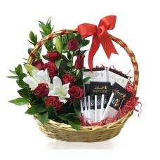 Roses and Lindt in a Basket