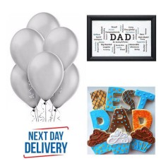 â€˜Best Dadâ€™ Cookies, Dad Poster Frame & Silver Balloons