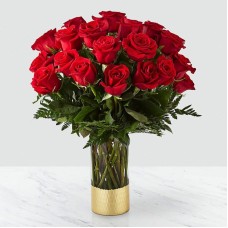 40 Red Roses in Luxury Gold Vase