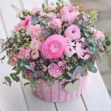 Pink Peonies Basket