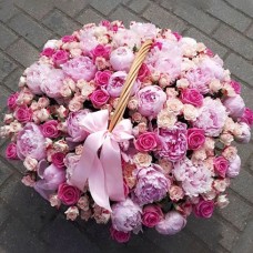 Extra Large Pink Peony Flower Basket