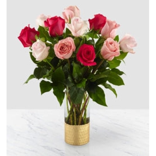 Pastel Pink Shades in a Luxury Gold Vase