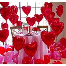 30 Floating Red Hearts Foil Balloon with Helium Decor