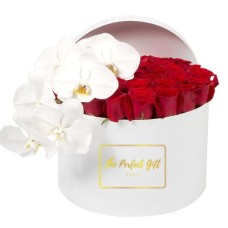 Red Roses & White Orchids Gift Box
