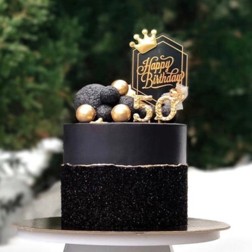 Elegant Black Round Cake